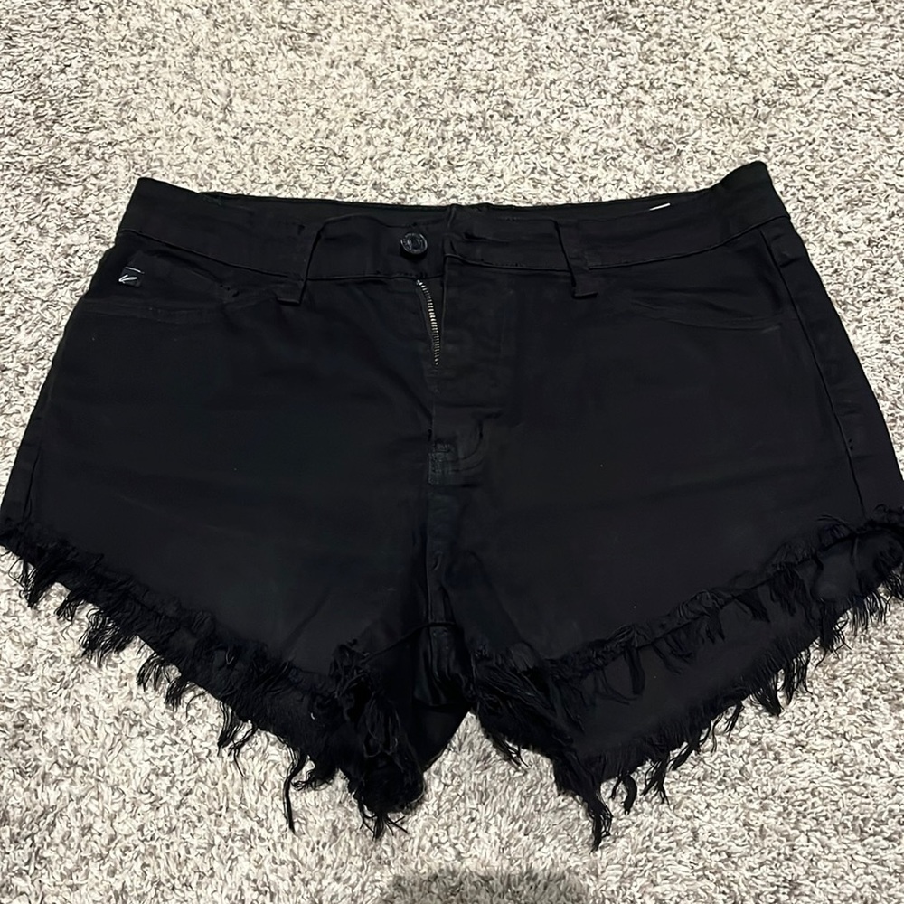 KanCan Black Denim Distressed Shorts